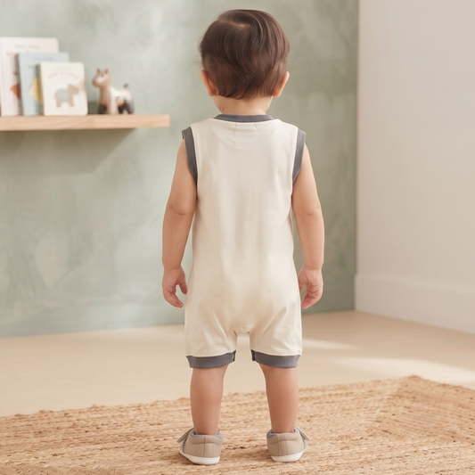 Sleeveless Elephant Onesie- Grey