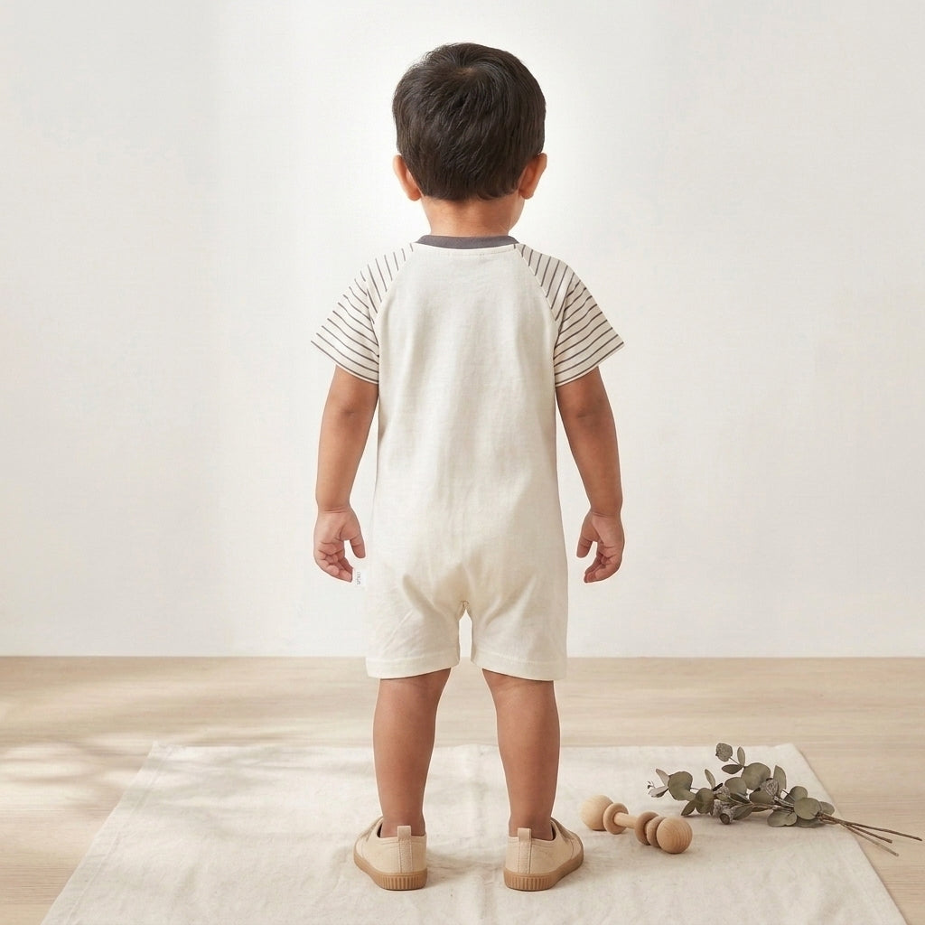 Stripe Elephant Onesie - Grey