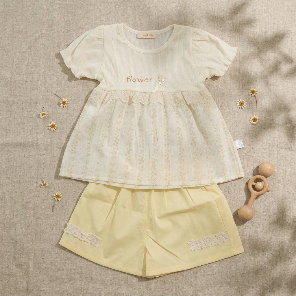 Flower ShortSet Yellow