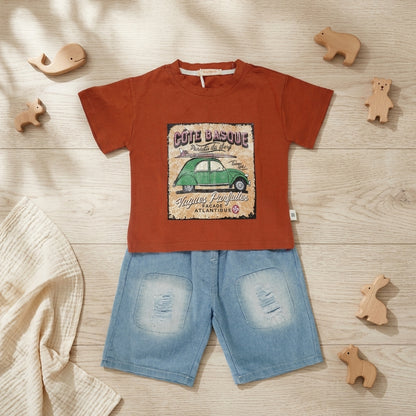 Cote Basqye Orange Car ShortSet