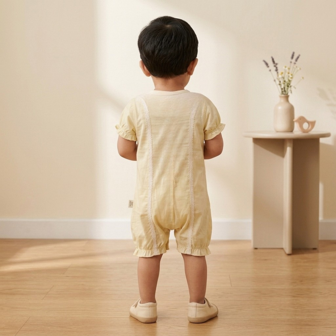 Lapel Collar Green Onesie