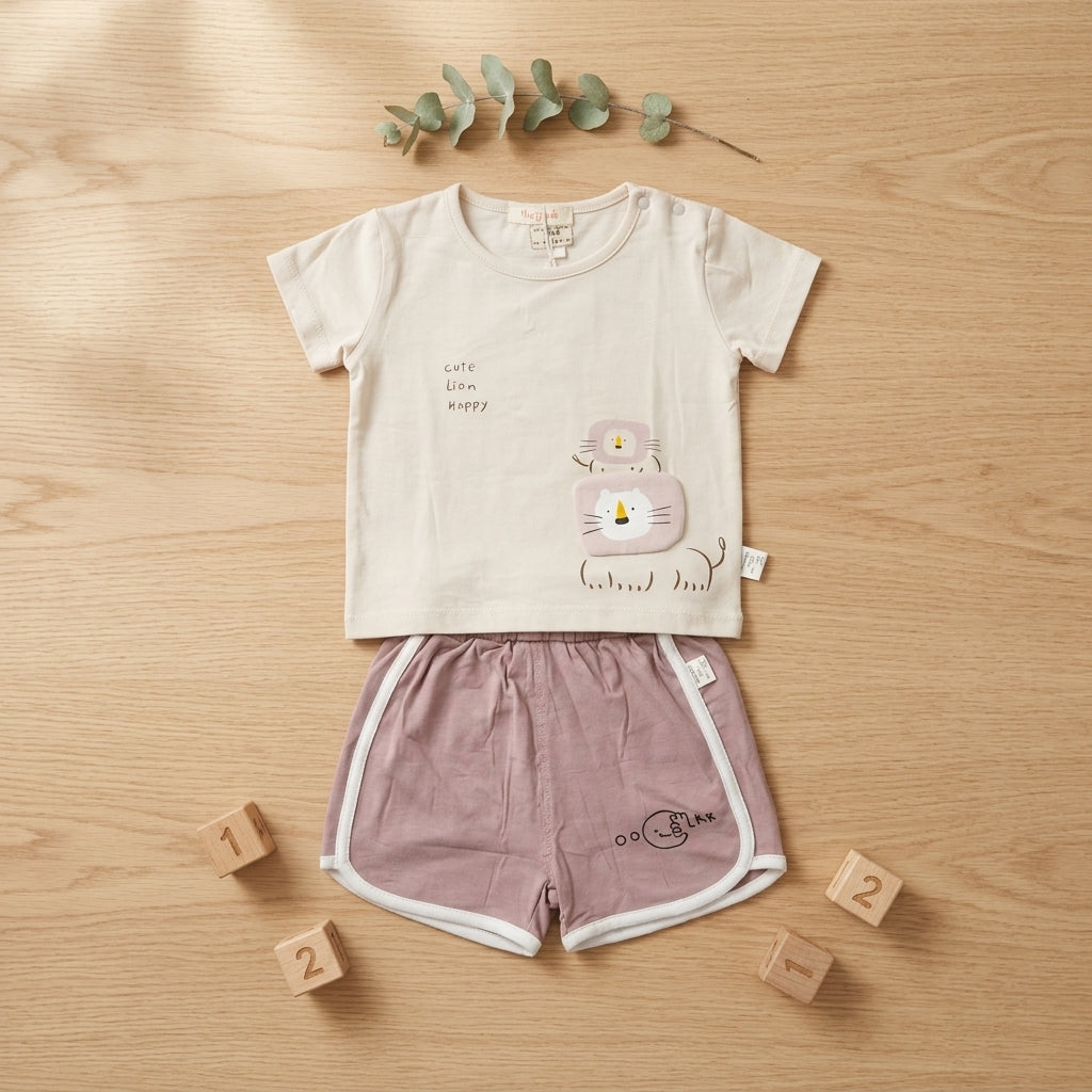 Lion Pink 2piece Shorts set