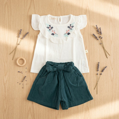 Cotton Flower Green Short Set