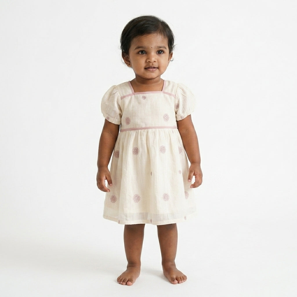Embroidery Flower Pink Dress