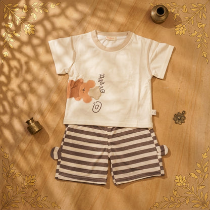 Hello Brown 2piece Shorts Set