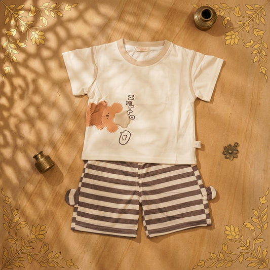 Hello Brown 2piece Shorts Set