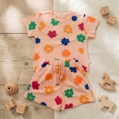 Flower Peach ShortSet