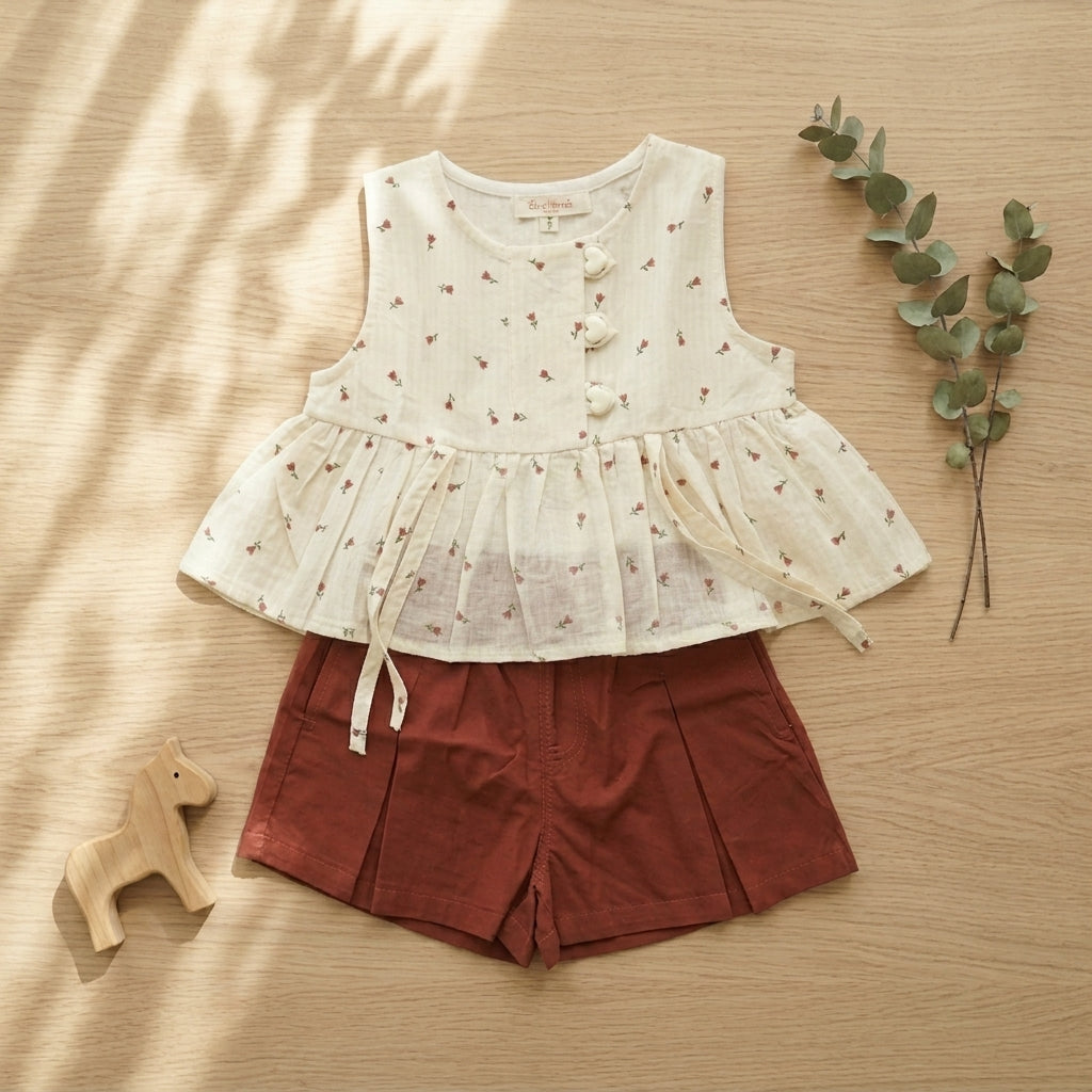Heart Buttons ShortSet-Red