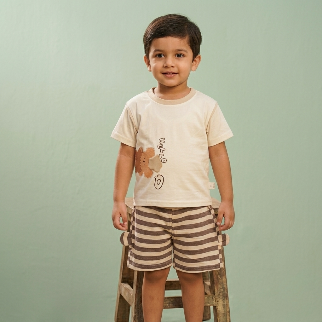 Hello Brown 2piece Shorts Set