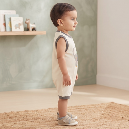 Sleeveless Elephant Onesie- Grey