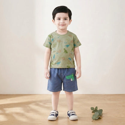 Green Nice Dino ShortSet