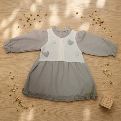 3D-Heart grey Dress Full Sleeves