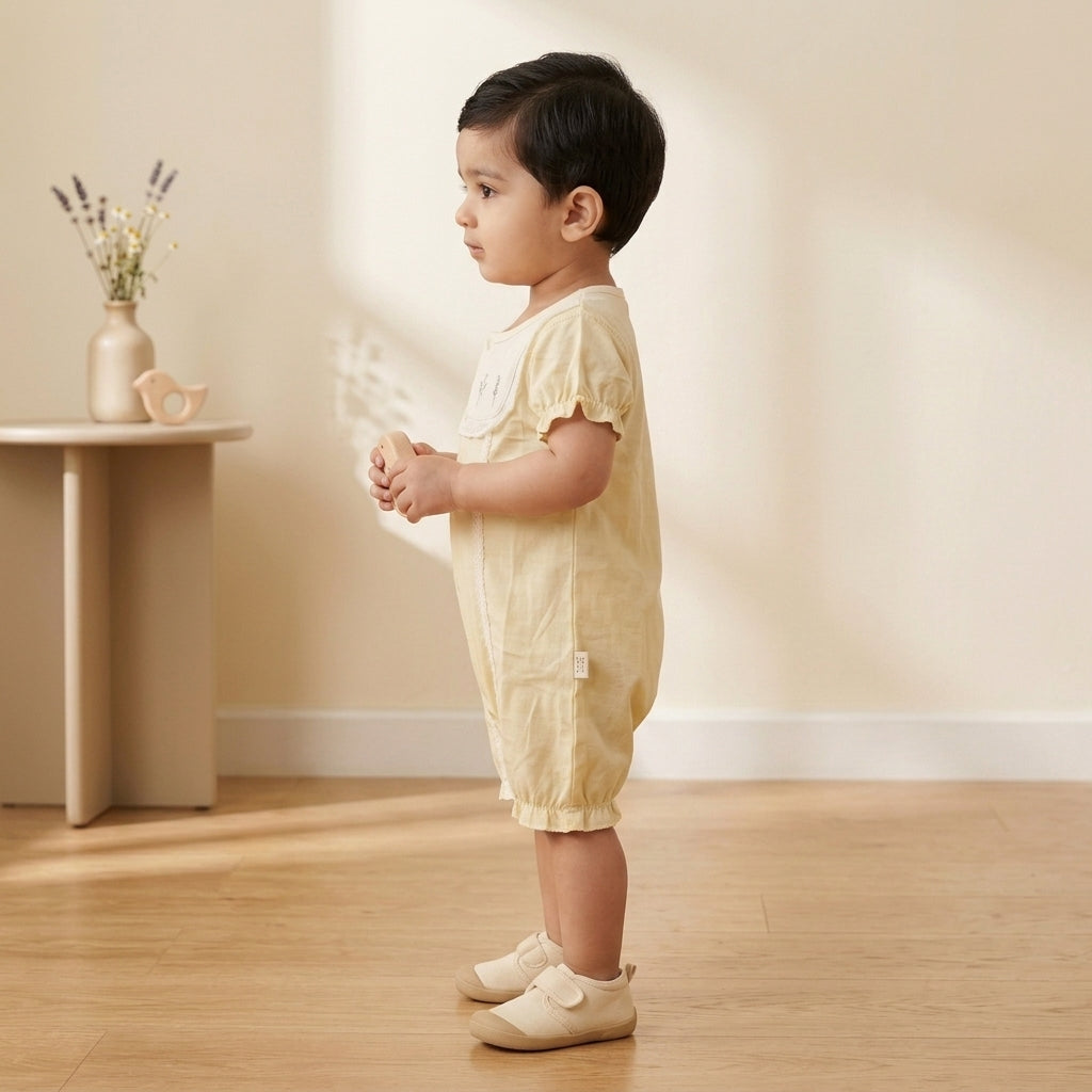 Lapel Collar Green Onesie