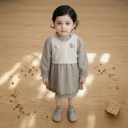 3D-Heart grey Dress Full Sleeves