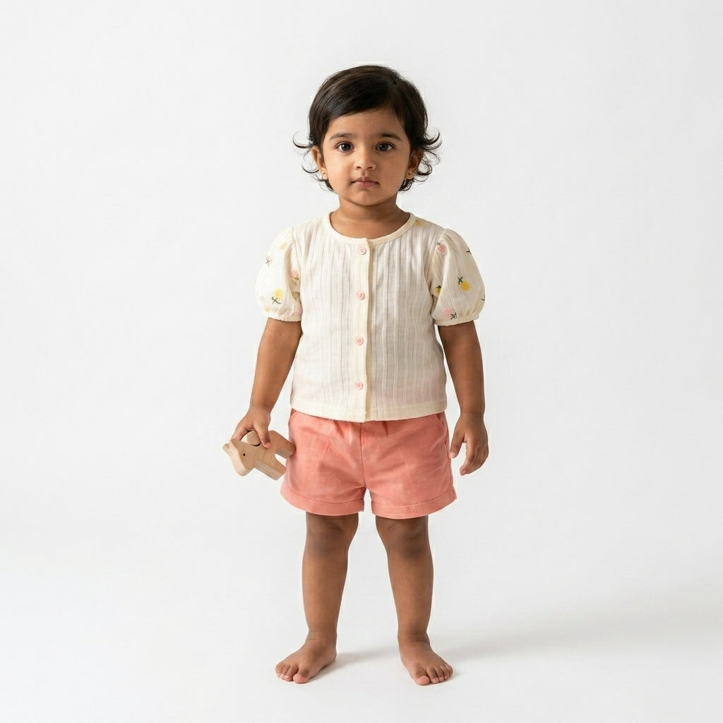 Mega Puff Sleeves Pink ShortSet