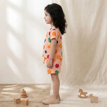 Flower Peach ShortSet