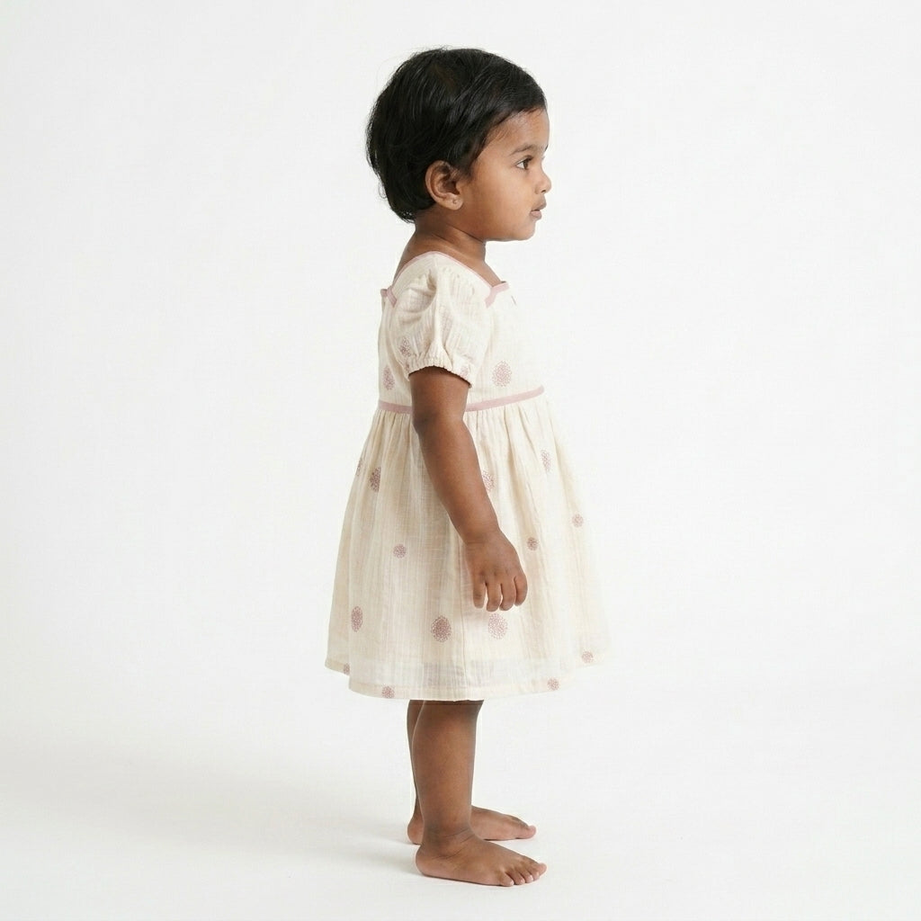 Embroidery Flower Pink Dress