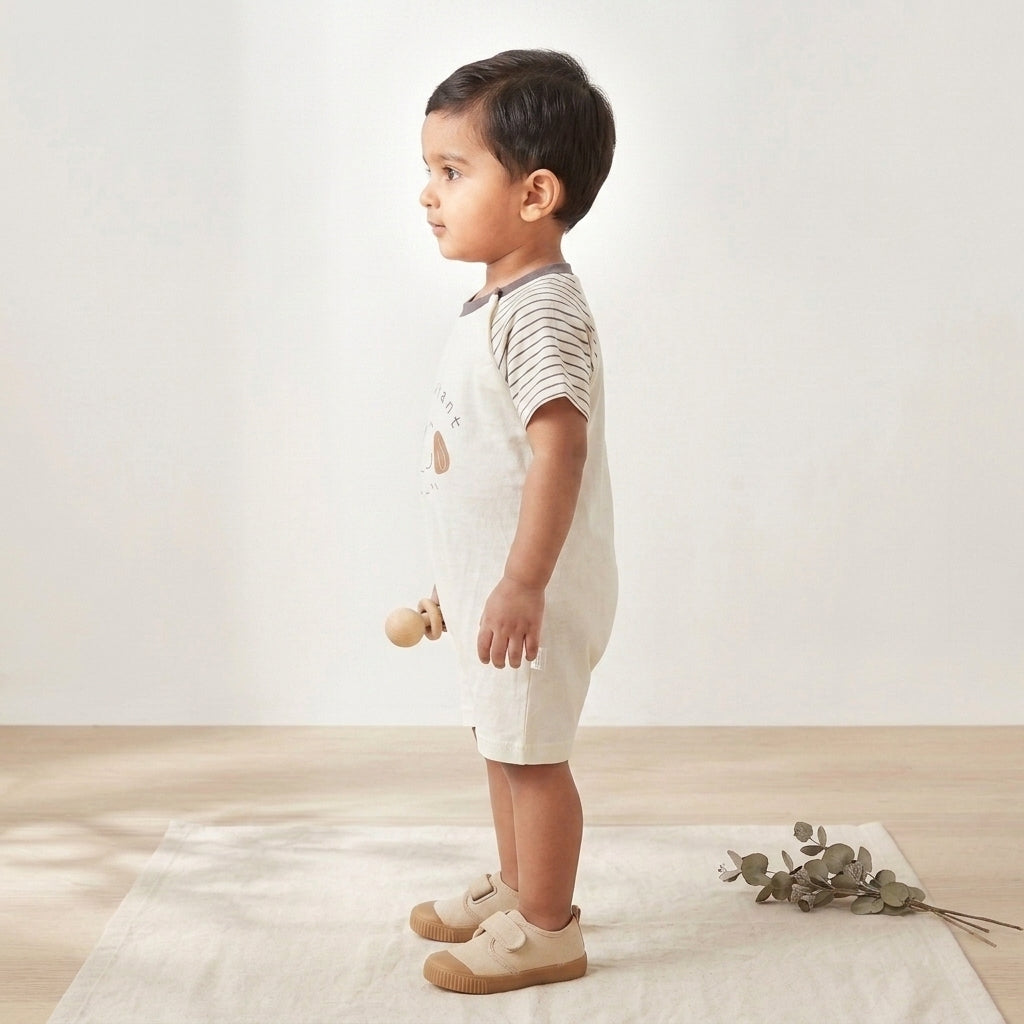 Stripe Elephant Onesie - Grey