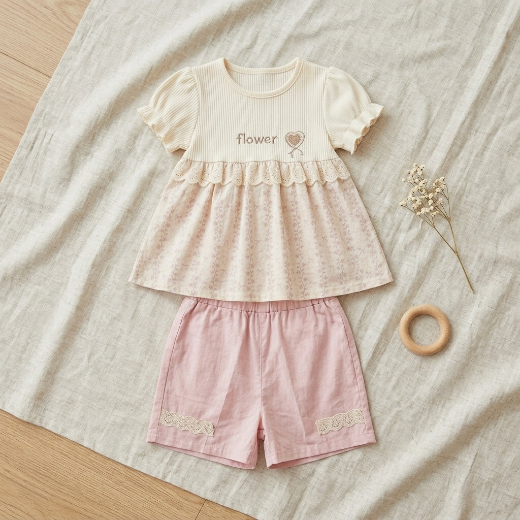 Flower ShortSet Green