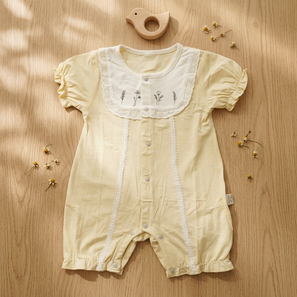Lapel Collar Green Onesie
