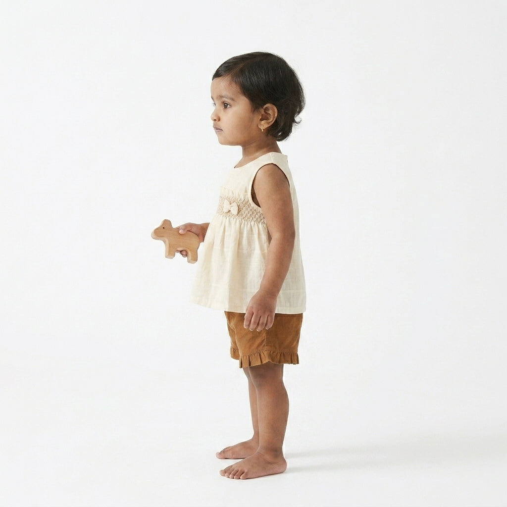 Bow Short Set-Brown