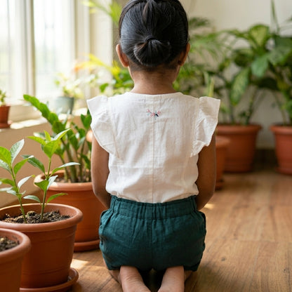 Cotton Flower Green Short Set
