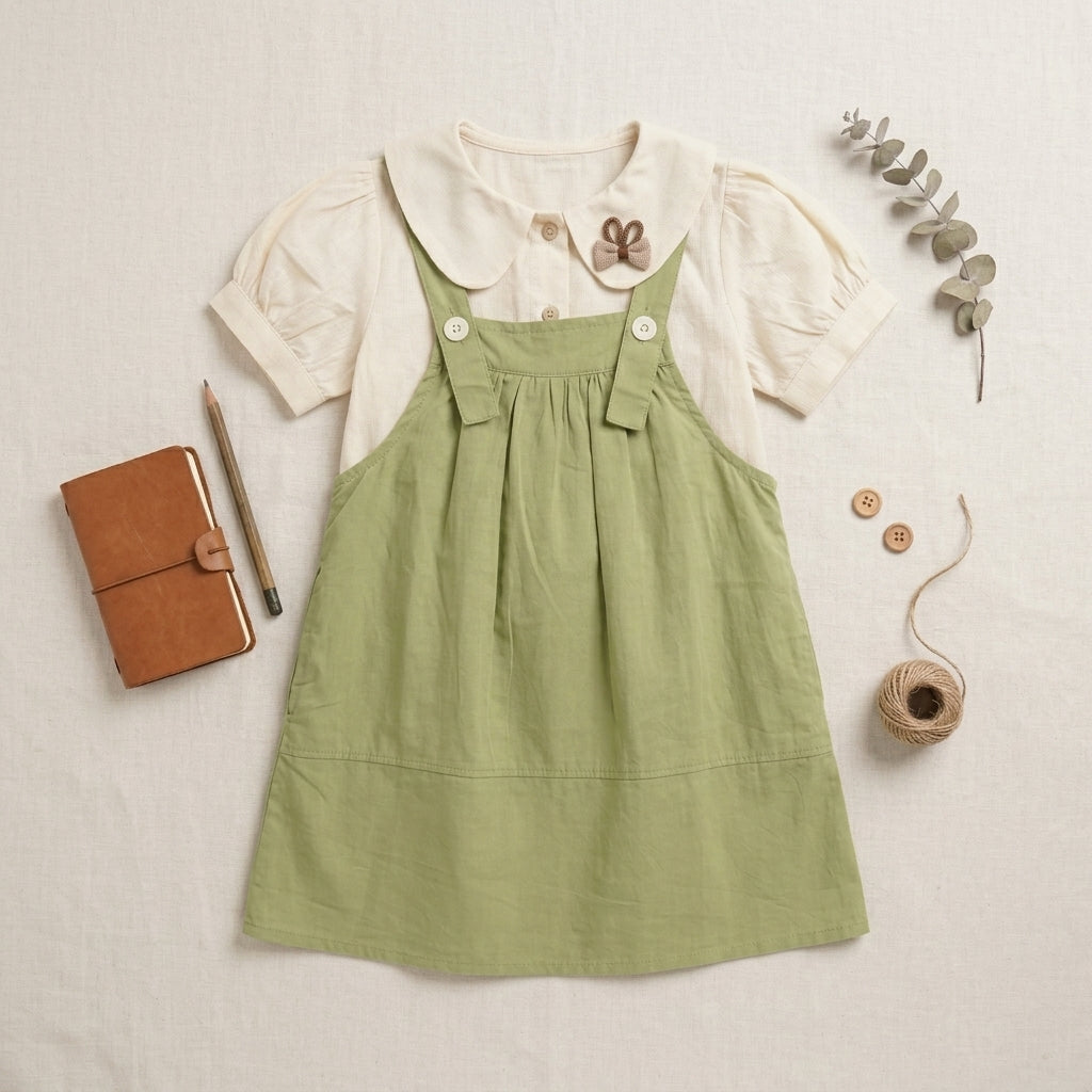 Cotton Shirt Green Dress