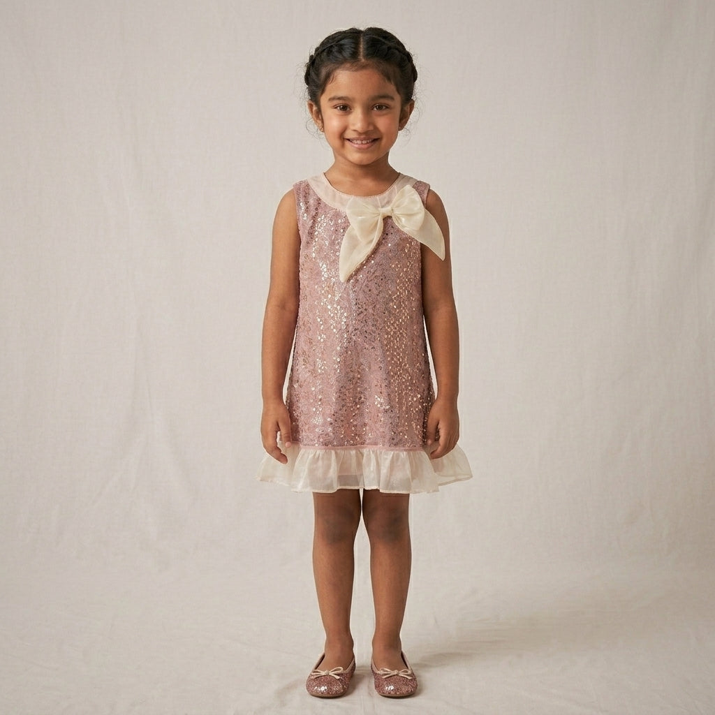 Sequence Bow Dress Pink
