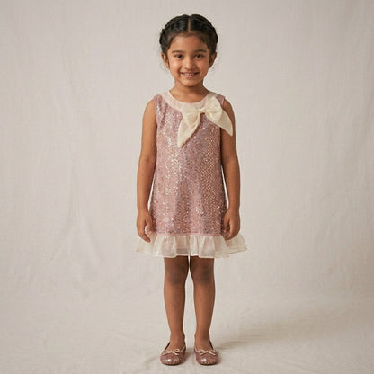 Sequence Bow Dress Pink