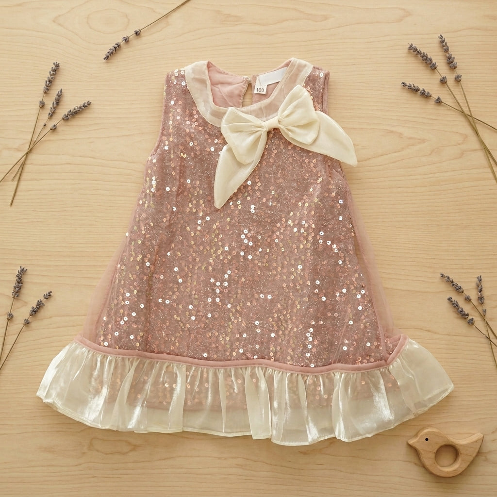 Sequence Bow Dress Pink