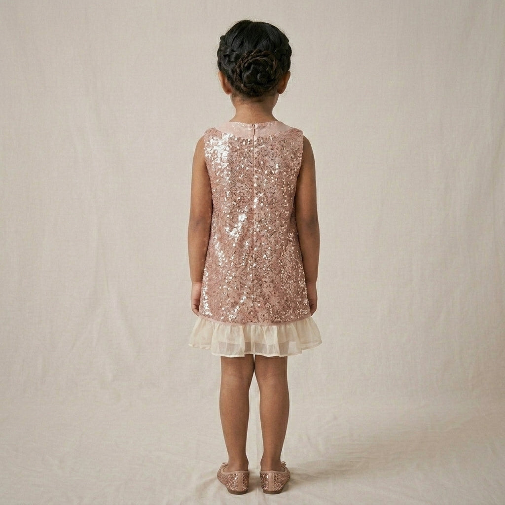 Sequence Bow Dress Pink