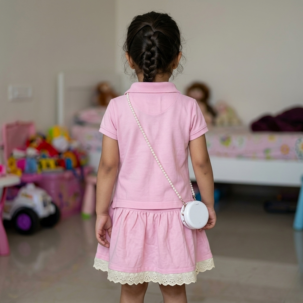 Monochrome Bag Skirt Set-Pink