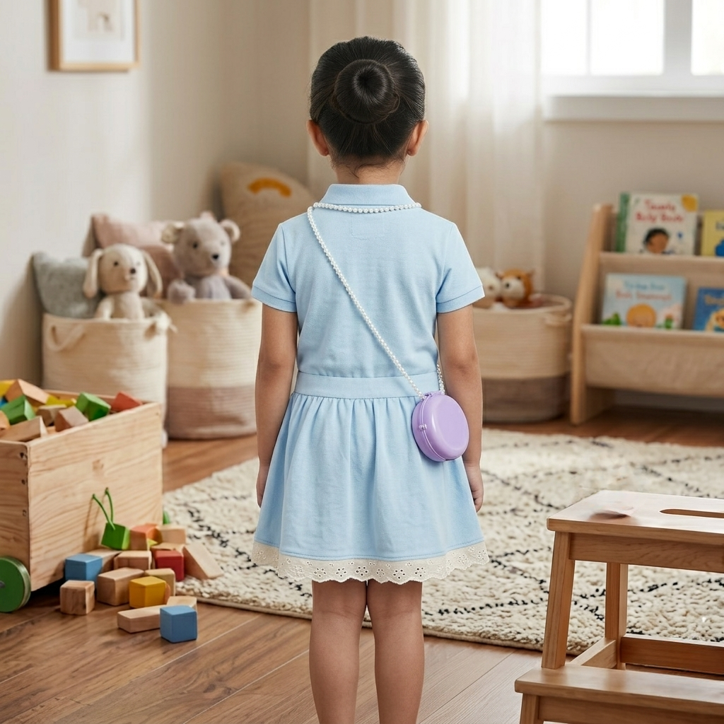 Monochrome Bag Skirt Set-Blue