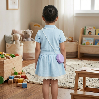 Monochrome Bag Skirt Set-Blue