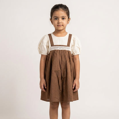 Brown Lace-Trim Pinafore